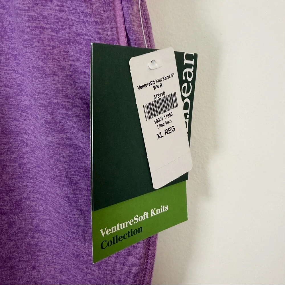 NWT LL Bean Venture Soft Knit Shorts Purple Women Size XL Stretch Hiking Casual